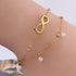 Jude Jewelers Stainless Steel Infinity Charm Faux Pearl Double Strand Anklets...