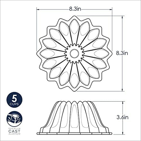 Nordic Ware Lotus Bundt Pan Gold, 5 Cup Capacity...