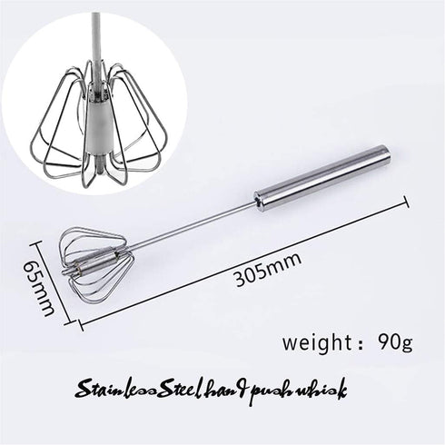 Stainless Steel Egg Whisk, Hand Push Rotary Whisk Blender, Versatile Milk Frother, Hand Push Mixer Stirrer for Blending, Whisking, Beating & Stirr...
