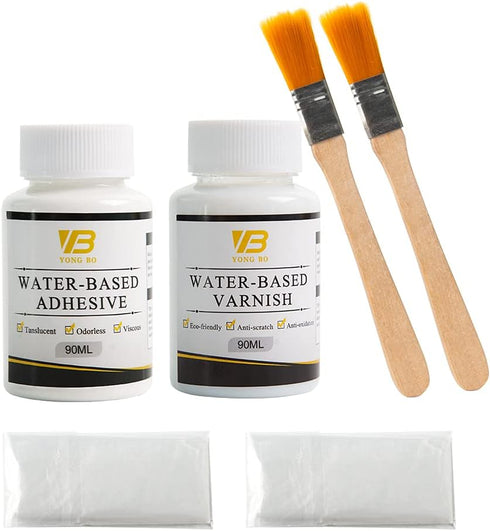 Gilding Adhesive Kit, Gold Leaf Glue Adhesive and Water Based Varnish for Craft Supplier, Resin Art, Furniture Decoration, Wall, Ceiling (2 Brushe...