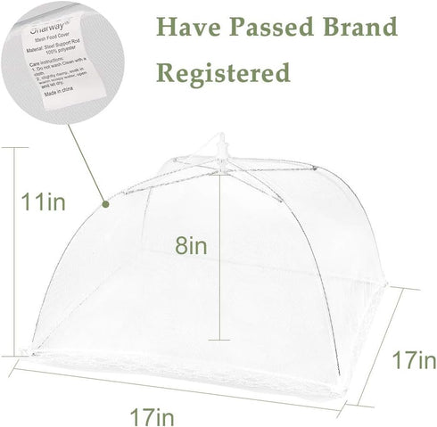 Onarway 6 Pack Food Covers 17 Inch Pop-Up Encrypted Mesh Plate Serving Tents, Fine Net Screen Umbrella for Outdoors, Parties, Picnics, BBQs, Reusa...