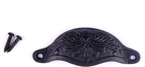 Renovators Supply Manufacturing Cabinet Handles 4.5 in. Black Wrought Iron Cabinet Knobs, Drawer Pulls with Mounting Hardware Pack of 6...