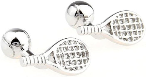 Tennis Racquet and Ball Pair Cufflinks in a Presentation Gift Box & Polishing Cloth...
