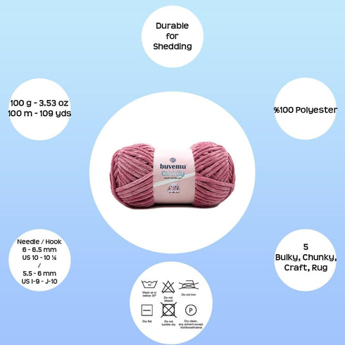 Cuddly Velvet Chenille Yarn, Super Soft Fluffy Bulky for Knitting Crocheting Blanket Amigurumi, Durable for Shedding, 100 Gram (3.53 Ounces) 109 Y...