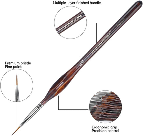 Transon Artist Detail Paint Brushes with Case 15pces for Model Miniature Painting, Nylon, Dark Brown...