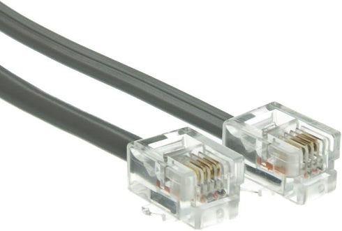 1ft RJ11 6P/4C Straight Telephone Cord (Data), Modular Plug, Silver Satin, 10pk...