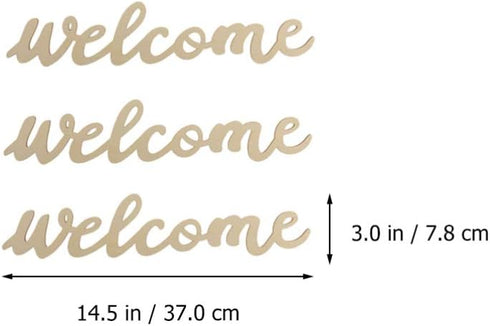 PRETYZOOM 10pcs Farmhouse Welcome Sign Cutout Unfinished Letter Sign DIY Block Words Door Wreaths Front Door Sign with 10pcs Lanyard for Home Wedd...
