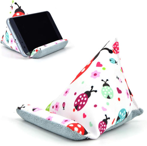 Fabric Phone Stands, Phone Pillow Holder for iPhone X iPhone 13, Handmade Phone Bean Bag Cushion for Desk (Ladybird)...