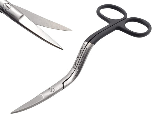 Bent Handle Curved Embroidery Scissors 6 Inch Curved Applique Scissors for Machine Embroidery & Fabric Stitches by Artman Instruments...