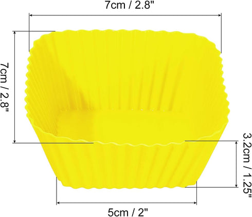 uxcell 18Pcs Silicone Cupcake Baking Cups, Silicone Muffins Liners Non-Stick Square Baking Cups, for Cooking Eggs Baking Muffins and Make a Cake(Y...