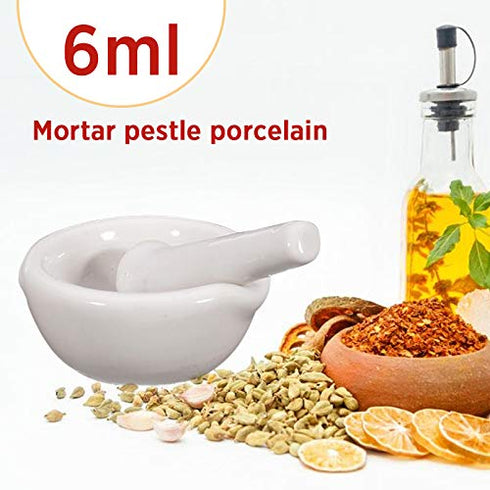 6ml Porcelain Pepper Mill Mortar Pestle Pugging Pot Garlic Spice Grinder Pharmacy Herbs Bowl Mill Crusher DIY Kitchen Gadget...