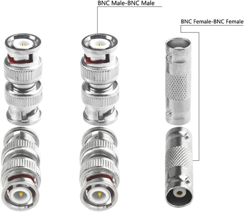 WMYCONGCONG 30 PCS BNC Connectors, BNC Barrel Connectors, Female to Female Male to Male Straight Coupler Adapter for CCTV Camera Surveillance Syst...