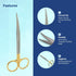 Scissors Curved 5 inches with tungsten carbide inserts Gold Plated handle extra sharp ARTMAN BRAND...