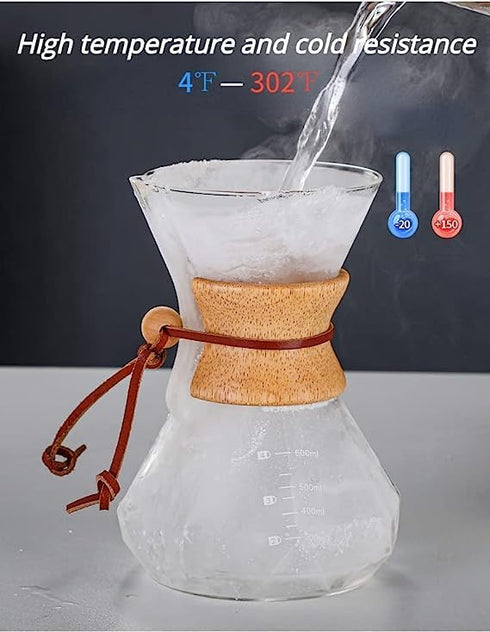 Pour Over Coffee Maker With Wood Sleeve?13.5oz/400mlPour Over Coffee Dripper,Pour Over Coffee Maker Set With Cork Stopper (13.5oz/400ml)...