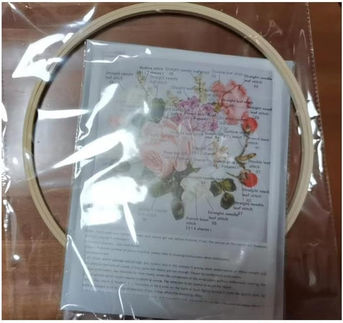 Egoshop Ribbon Embroidery Spring Flower Blooming Kit 3D Painting DIY Wall Decor Stamp Needle Work with Hoop (No Frame) X5002A...