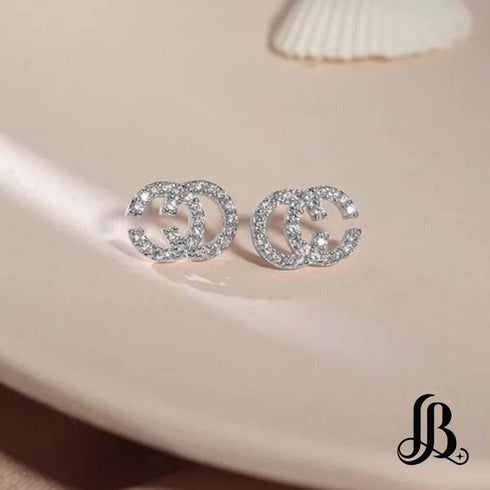 Double C Earrings for Women | Designer Earrings Chic Letter Design Earrings | Lovely Gift - ER-1005-Silver...