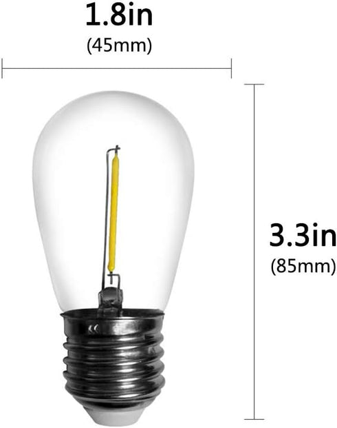 25-Pack S14 LED Bulb String Light Bulbs 7 Watt Equivalent Equivalent Daylight White 6000K 0.65W E26 LED Edison Replacement Light Bulbs for Indoor ...