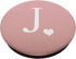 White Initial Letter J heart Monogram on Rose Pink PopSockets PopGrip: Swappable Grip for Phones & Tablets PopSockets Adhesive PopGrip...