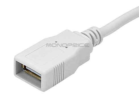 Monoprice 6-Feet USB 2.0 A Male to A Female Extension 28/24AWG Cable (Gold Plated), White (108606)...