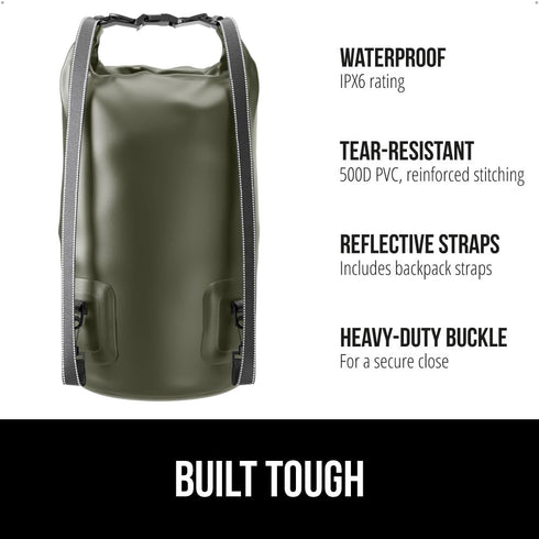 Gorilla Gear Heavy Duty 100% Waterproof IPX 6 Dry Bag, Tear and Puncture Resistant Bags for Kayaking Boating Hiking Camping Swimming Water Sports,...