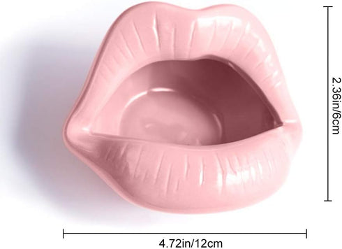 Ceramic Lip Shape Ashtray Cigarette Ash Holder Smoking Accessories Lips Storage Decoration Ashtray Figurines Tabletop Ornaments Creative Cigar Ash...