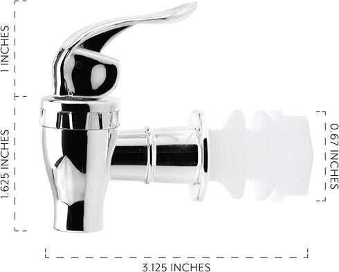 Cornucopia Brands Push Style Spigots for Beverage Dispenser Carafes (2-Pack), Replacement Lever Pour Spouts, Chrome Design Lock Open Style...