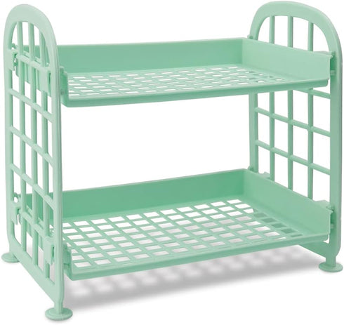 Desktop Rack Cosmetic Stationery Storage Holder, 2-Tier Multifunctional Plastic Shelf Makeup Organizer for Skincare Office Kitchen Bedroom Bathroo...