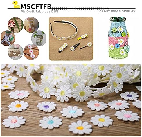 15 Yards 1inch Daisy Lace Trim Flower Applique Lace Ribbon for Gift Wrapping DIY Sewing Craft Wedding Dress Hair Accessories Jewelry Making Dreamc...