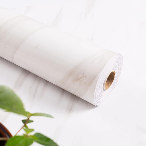 White Grey Marble Wallpaper Easily Removable 15.7"x78.7" White Wallpaper Film Self-Adhesive Kitchen Peel and Stick Countertops Wallpaper Backsplas...