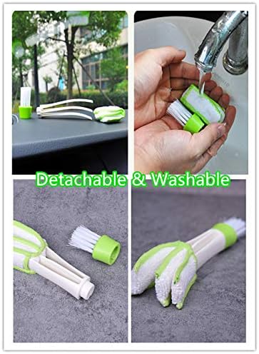 3PCS Cleaning Brush Window Blind Duster Car Air Vent Cleaner Automotive Air Conditioner Brush, Dust Collector Cleaning Cloth Tool for Keyboard Win...