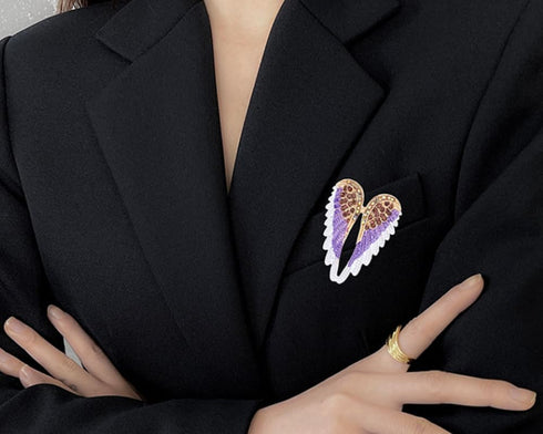 Women's Guardian Angel Wings Brooch Pin Crystal Angel Wings Brooch Multicolor Lapel Pin Badge...