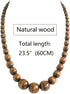 Natural Wood Beads Necklace for Men Women Wooden Chain Unisex Chunky Bead Necklaces...