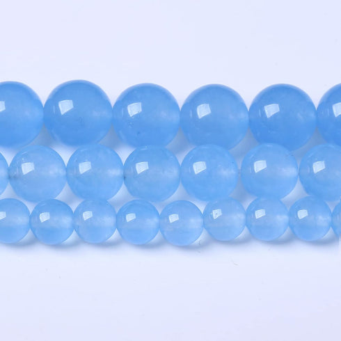 60PCS 6MM Natural Aquamarine Chalcedony Stone Beads Energy Healing Beads for DIY Jewelry Bracelet Necklace Making for Jewelry Making15Inch...