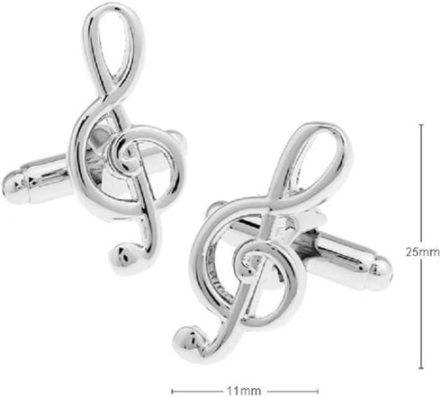 Treble Clef Music Note Pair of Cufflinks in a Presentation Gift Box & Polishing Cloth...