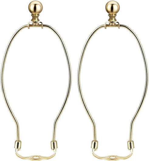 10 Inch Lamp Harp, Gold 2 Set Lamp Harps and Finial, Metal Lamp Shade Harp Holder, DIY Detachable Lampshade Bracket Adapter Hardware, Replacement ...
