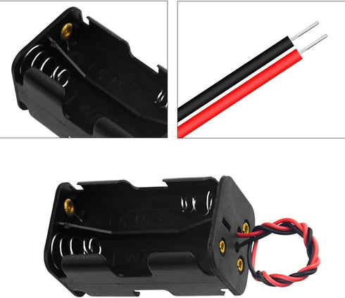 WMYCONGCONG 6 PCS 4 x 1.5V AA Battery Holder Case Box with Black Red Wire Leads...