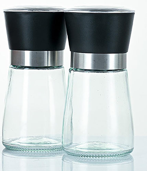 Pepper Grinder Set of 2 - Pepper Mill & Salt Mill with Adjustable Coarseness - Glass Spice Shakers - Easy Clean Ceramic Grinders Salt Shaker with ...
