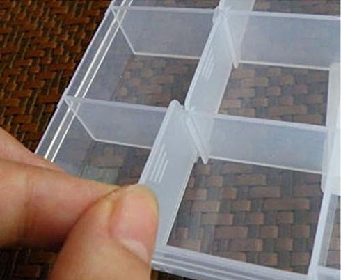 Yansanido 4 Pcs 10 Grids 5 Inch x 2.5 Inch Adjustable Small Removable Clear Plastic Jewelry Organizer Divider Storage Box Jewelry Earring Tool Con...