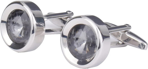 Mens classic cufflinks business wedding shirts gifts (Grey crystal)...
