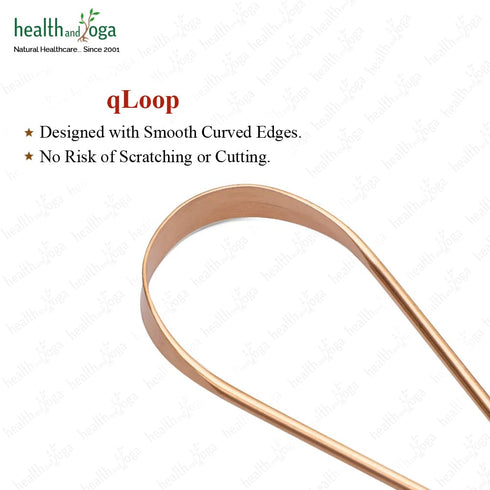 HealthAndYoga™ qLoop Copper Tongue Cleaner – Easy One Hand Use – Larger Surface Coverage – Ayurvedic Copper Health for Fresh Breath and Total Oral...