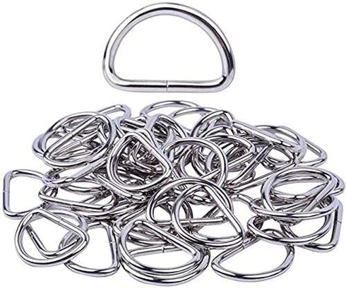 DNHCLL 50 Pcs 1/2 Inch Metal Nickel Plated Multi-Purpose D Ring,for Hardware Bags Ring Hand DIY Accessories...