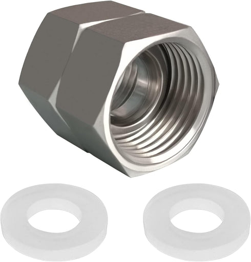 304 Stainless Steel Garden Hose Adapter 3/4"GHT Female to Female Water Pipe Connector with 2 Extra Washers...