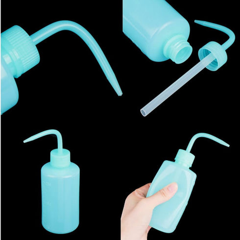 2pcs 150ml 5Oz Wash Bottle Blue Narrow Mouth Squeeze Bottle Medical Lab Plastic Safety Squeeze Bottle No Spill Bend Mouth Watering Cans...