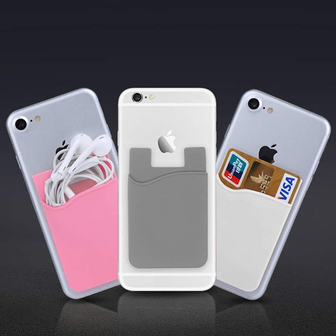 6 Pack Phone Card Holder,Silicone with 3M Adhesive Stick-on cell Phone Wallet,Slim Id Credit Card Holder Pouch Sleeve Pocket Compatible with iPhon...