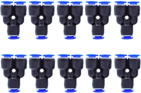 Air Push Quick Fittings, 10Pcs Pneumatic Connectors Push to Connect Fittings Kit, 5/16" 8mm Od Quick Release Connectors Y Splitters...