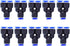 Air Push Quick Fittings, 10Pcs Pneumatic Connectors Push to Connect Fittings Kit, 5/16" 8mm Od Quick Release Connectors Y Splitters...