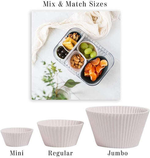 The Silicone Kitchen Reusable Mini Silicone Baking Cup, Non-Toxic, BPA Free, Dishwasher Safe, Mini, 24 Pack, White Blue Green...
