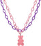 Lovely Gummy Bear Pendant Necklace Pink Acrylic Chunky Chain Cute Candy Color Bear Necklace for Women Jewelry Gift...