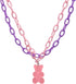 Lovely Gummy Bear Pendant Necklace Pink Acrylic Chunky Chain Cute Candy Color Bear Necklace for Women Jewelry Gift...