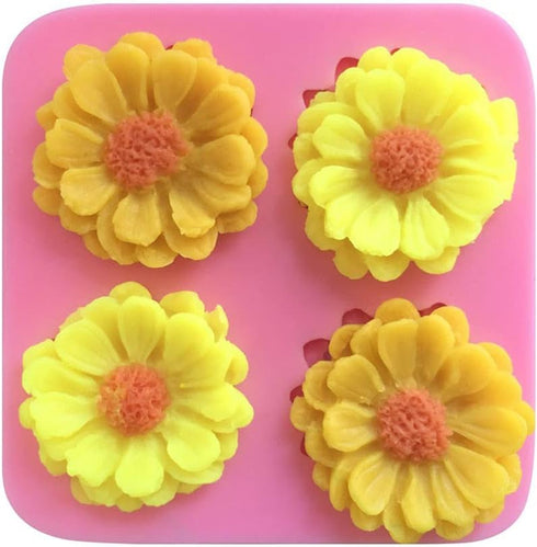 3D Daisy Rose Flowers Silicone Mold Fondant Mould for Cupcake Cake Decorating Tool Chocolate Gumpaste Mold Sugarcraft Bakeware (4flowers molds)...